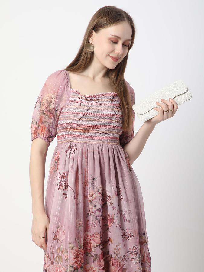 Women Georgette Floral Printed Empire Ethnic Dress