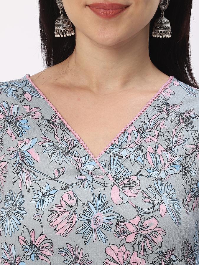 Women Rayon Regular Fit V Neck Printed Kurta