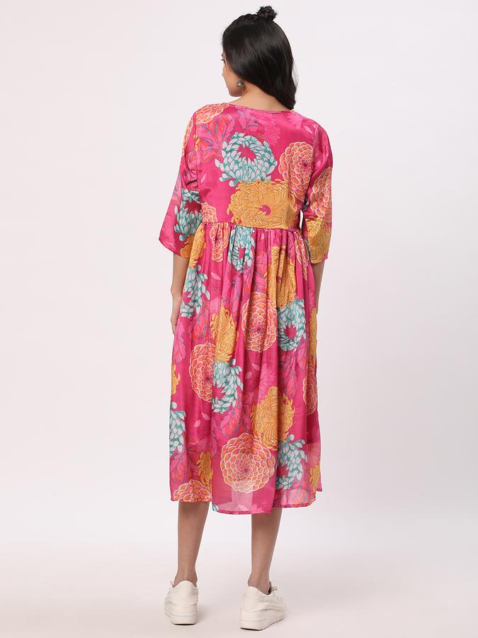 Women Poly Blend Regular Fit V Neck Printed Kurta