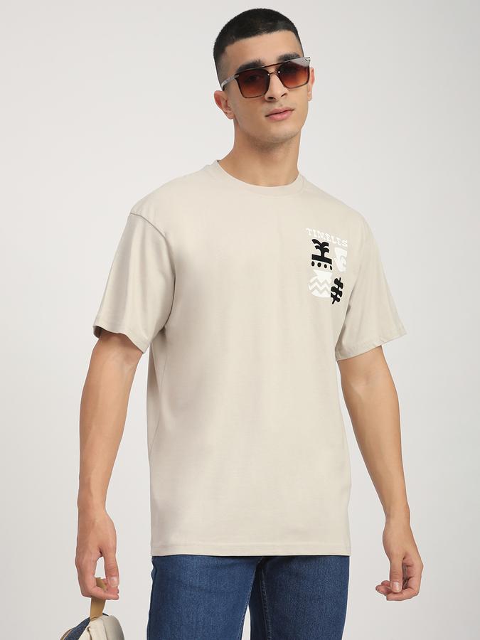 Men Cotton Oversized Fit Crew Neck Graphic T-shirt