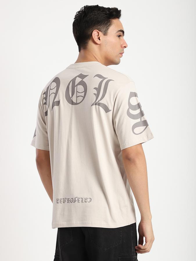 Men Cotton Relaxed Fit Crew Neck Graphic T-shirt