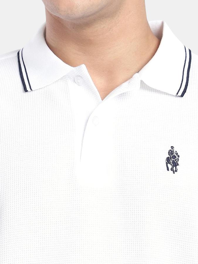 R&B White Solid Men Short Sleeve Polo T-shirt