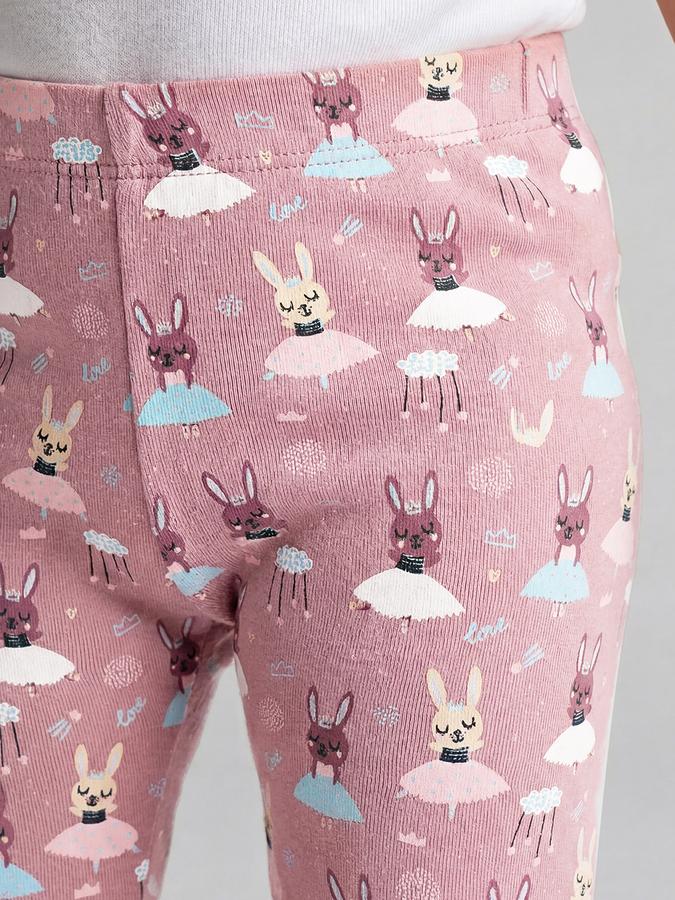 R&B Pink Graphic Printed Girls Leggings