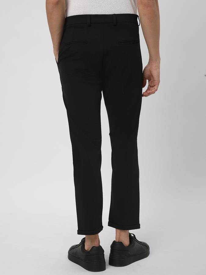 Men Rayon Slim Fit Flat Front Solid Trousers