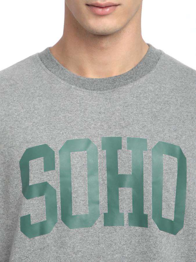 Men Cotton Blend Regular Fit Crew Neck Graphic Sweatshirt