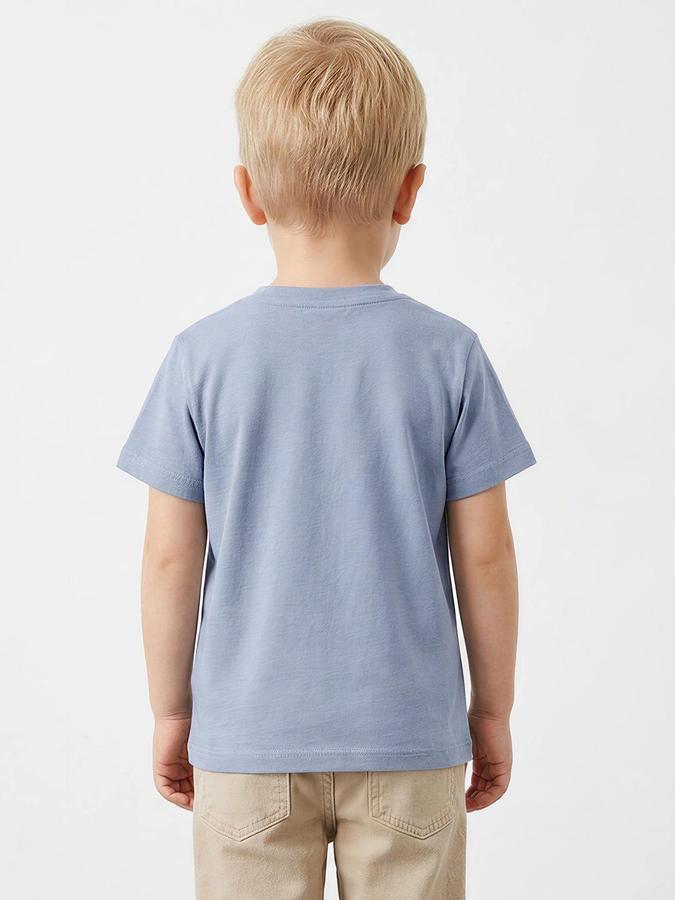 R&B Boys Blue Short Sleeve Round Neck Car Graphic Print T-Shirt