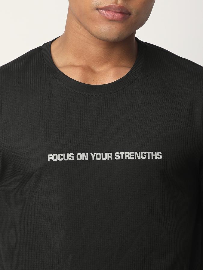 Men Polyester Regular Fit Crew Neck Typographic T-shirt