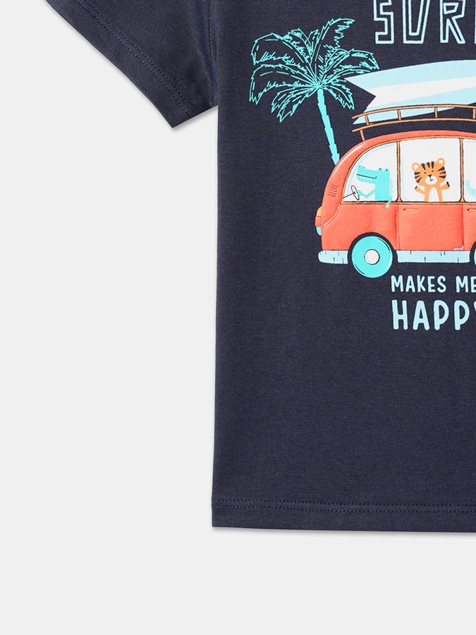 Boys Graphic Print Relaxed Fit Round-Neck T-Shirt image number 3