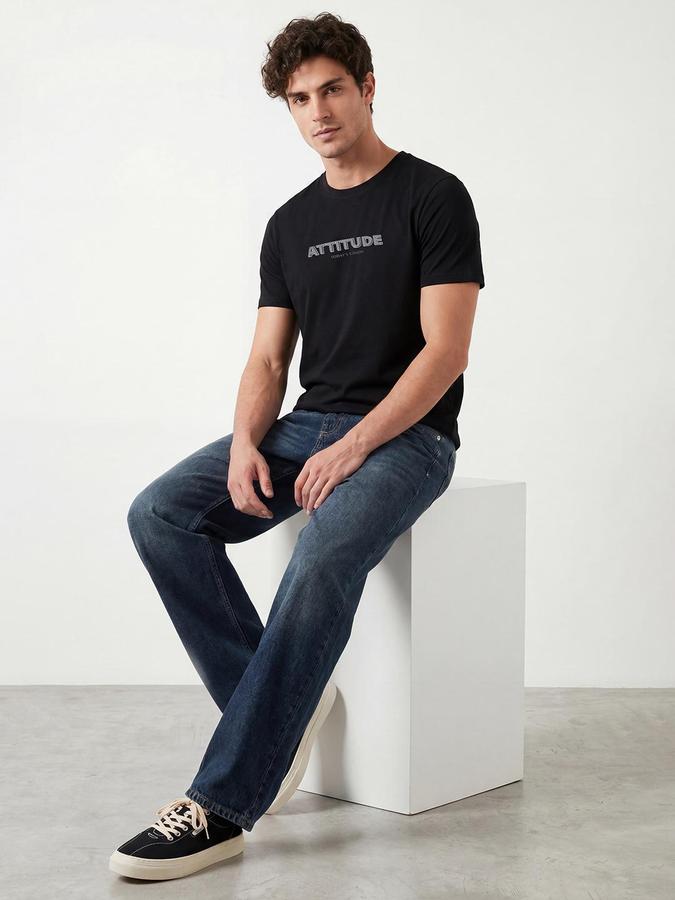 R&B Black Men Printed Short Sleeves Tshirt