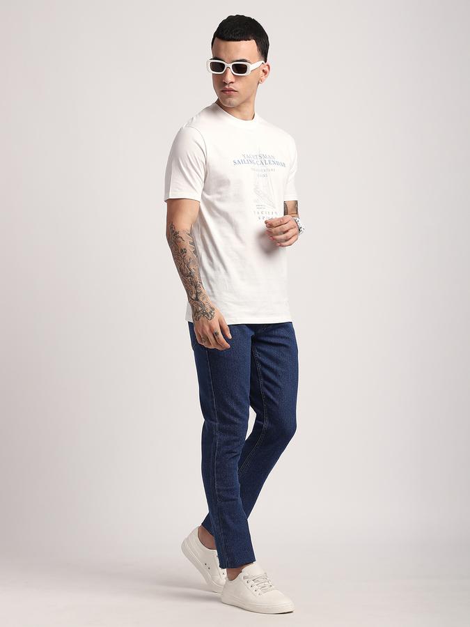 Men Cotton Blend Slim Fit Mid Rise Clean Look Jeans