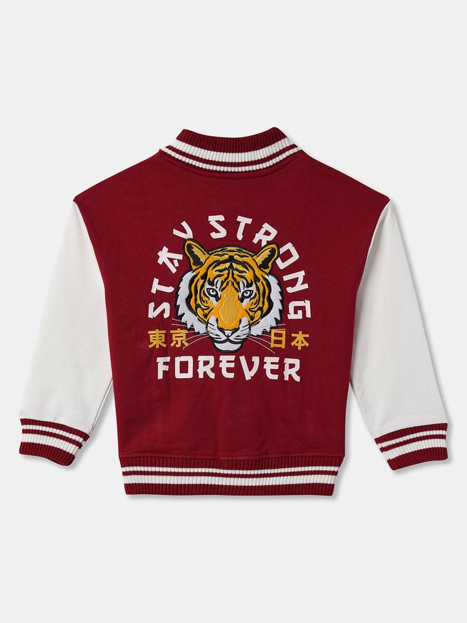 Boys Cotton Bomber Snap Colorblock Jacket