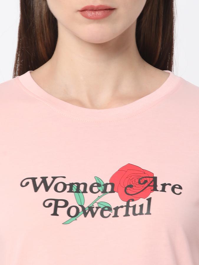 Women Cotton Relaxed Fit Crew Neck Graphic T-shirt