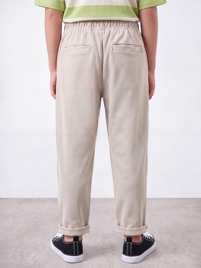 R&B Boys Beige Solid Track Pants