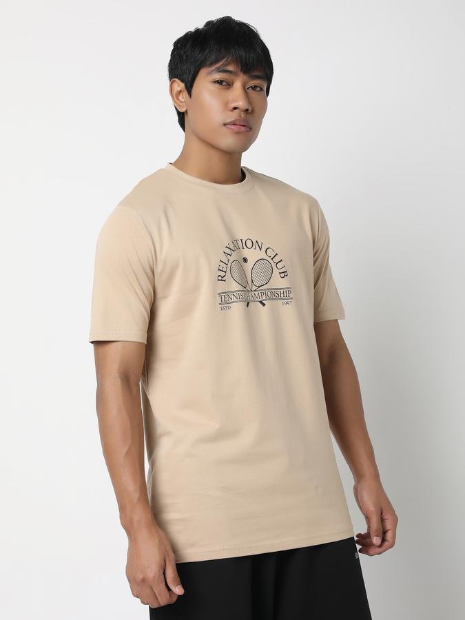 Men Cotton Regular Fit Crew Neck Typographic T-shirt