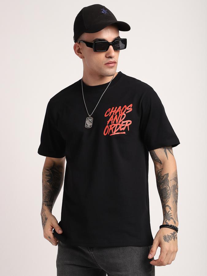 R&B Men's Black Printed T-Shirt