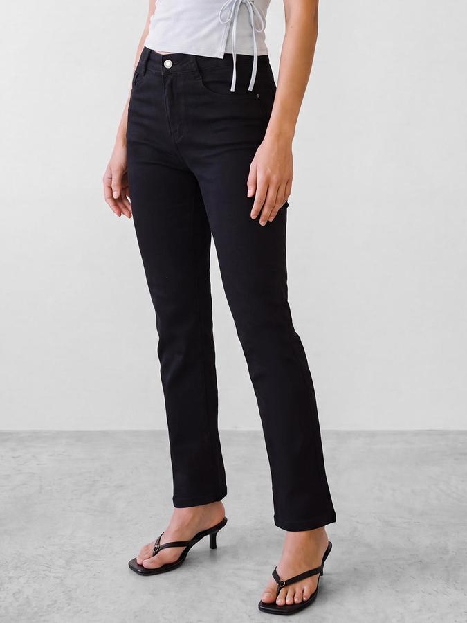 R&B Women Black Straight Fit High-Rise Denim Jeans