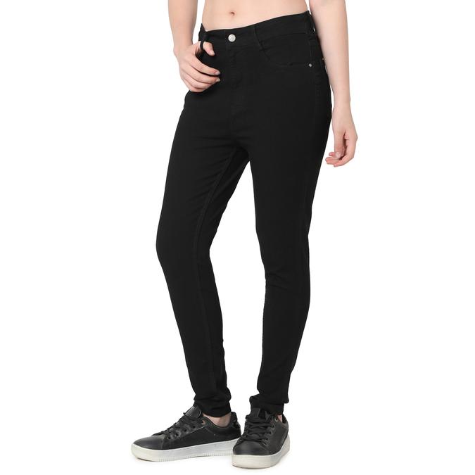 R&B Women Black Solid Slim Cargo Trousers