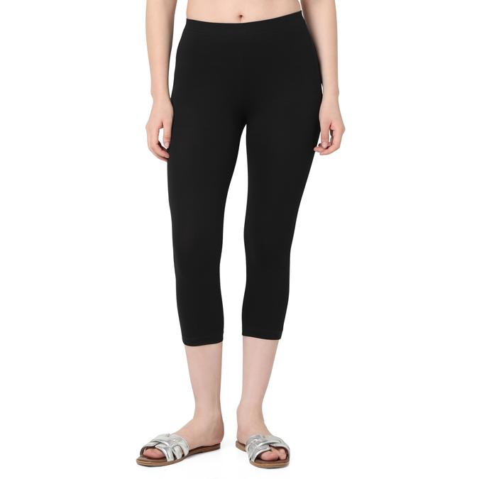 R&B Women Black Solid Capri Leggings