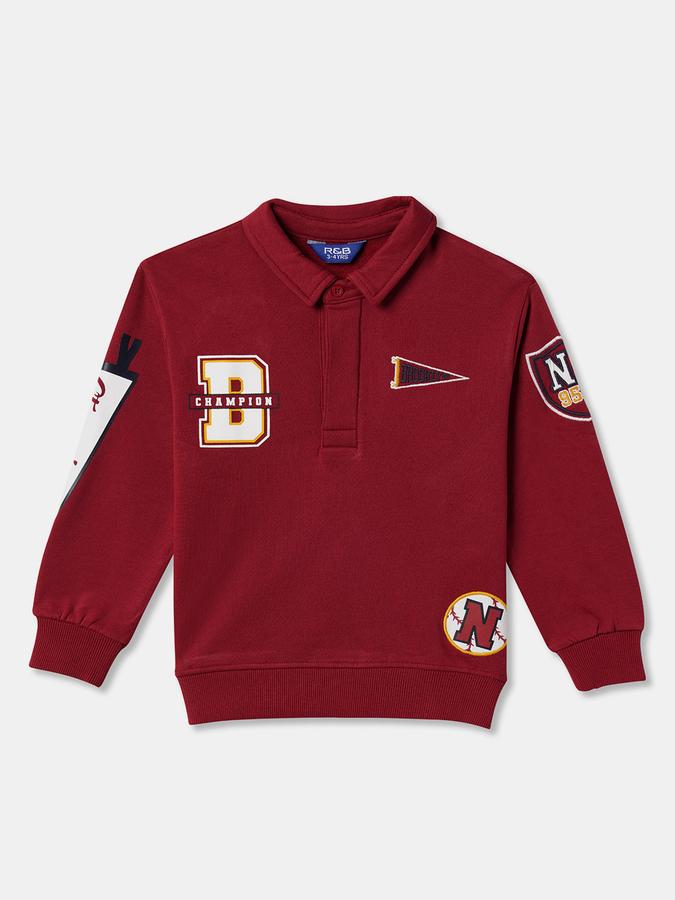 Boys Relaxed Fit Full Sleeve Polo Collar SweaT-Shirt