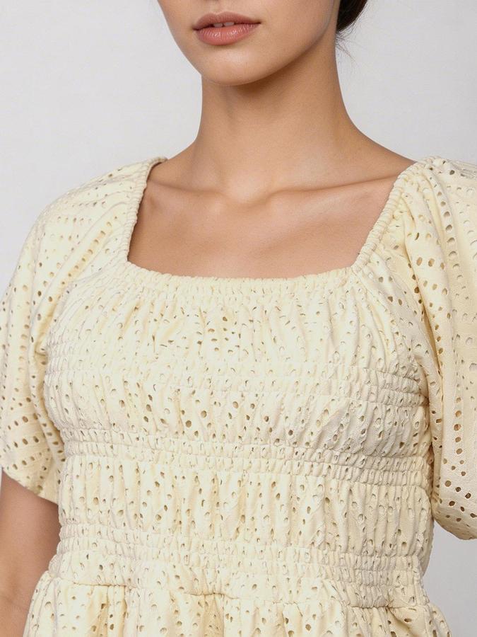 R&B Off White Solid Women Regular fit Dress