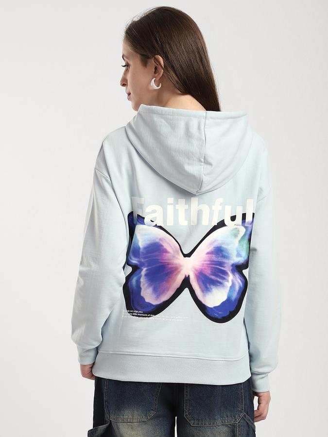 Women Cotton Relaxed Fit Hooded Graphic Sweatshirt