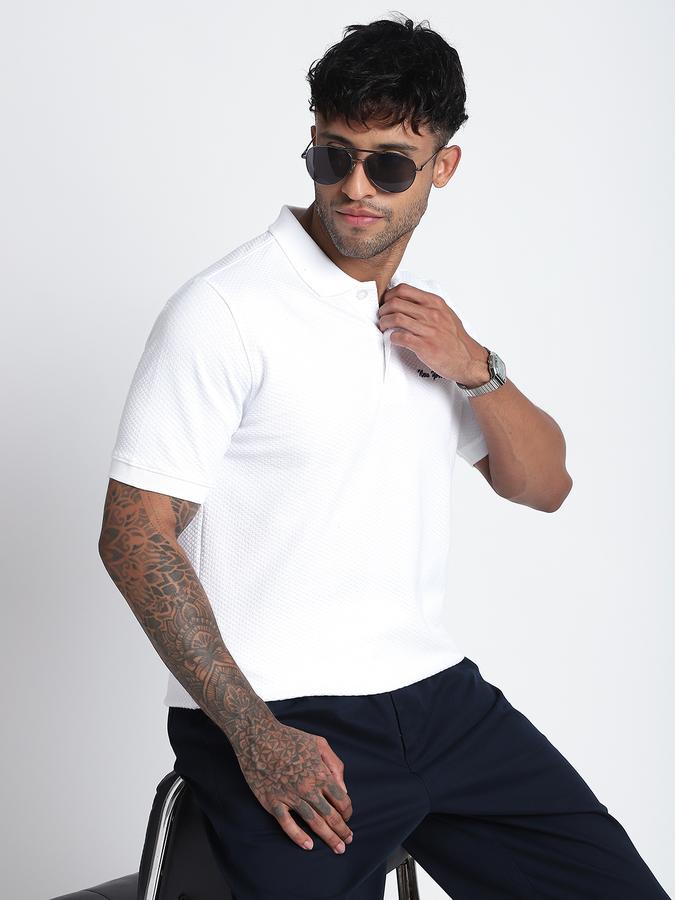 Men Cotton Regular Fit Polo Neck Solid T-shirt