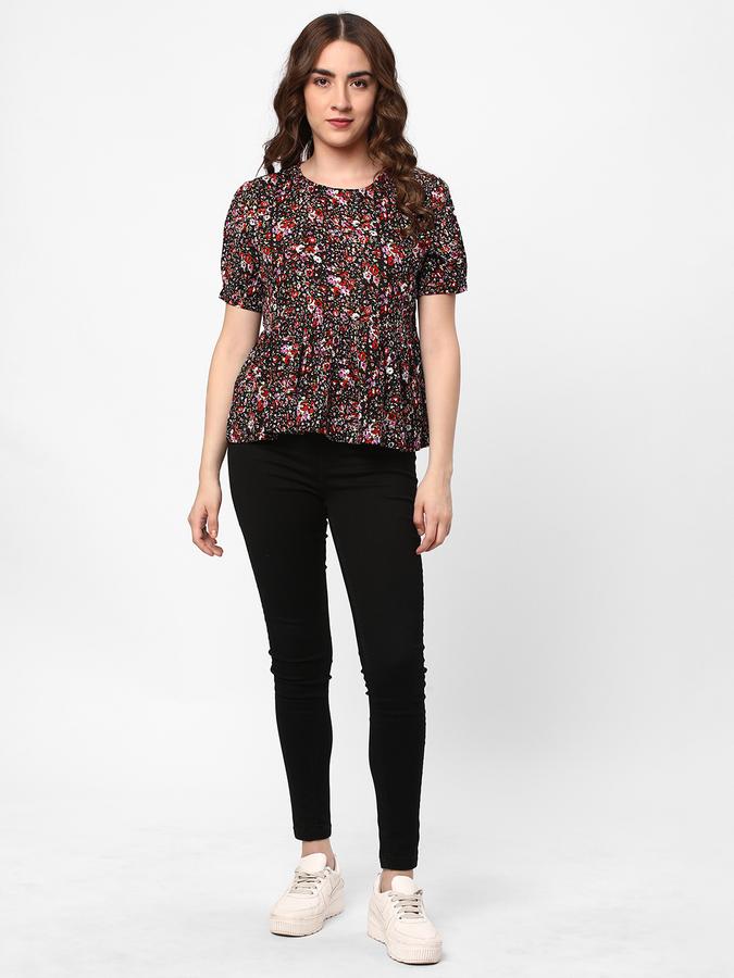 Women Floral Print Round-Neck Top image number 1