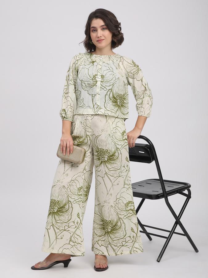 Women Cotton Palazzo Elasticated Waist Printed Trousers