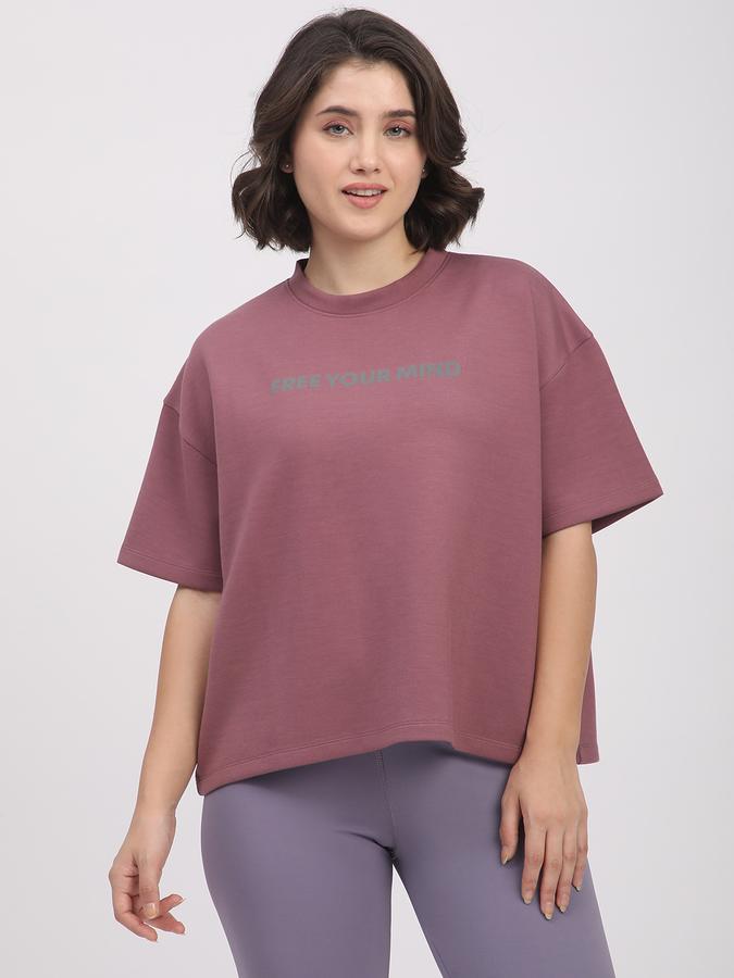 Women Viscose Blend Relaxed Fit Crew Neck Graphic Top