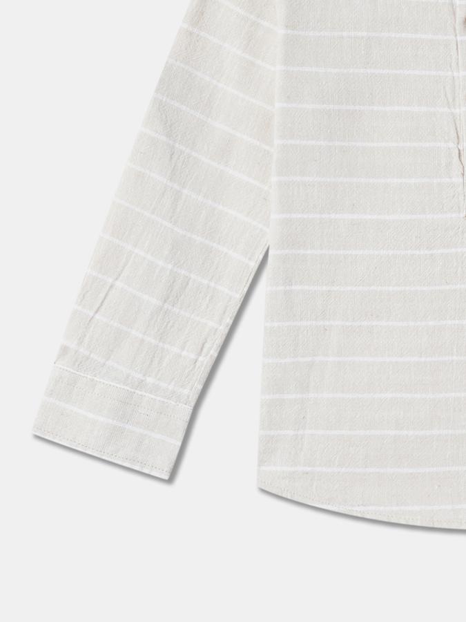 Boys Regular Fit Full Sleeve Mandarin Collar Shirt