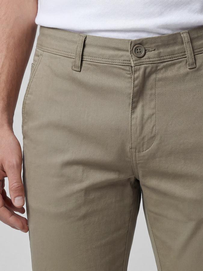 R&B Olive Solid Men Mid-Rise Slim Fit Trouser