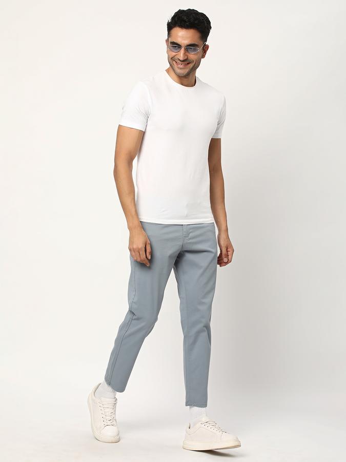 Men Flat Front Slim-Fit Trousers image number 1
