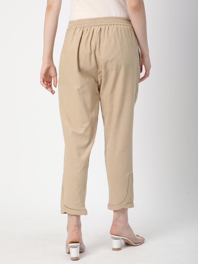 Women Cotton Tapered Elasticated Embroidered Trousers