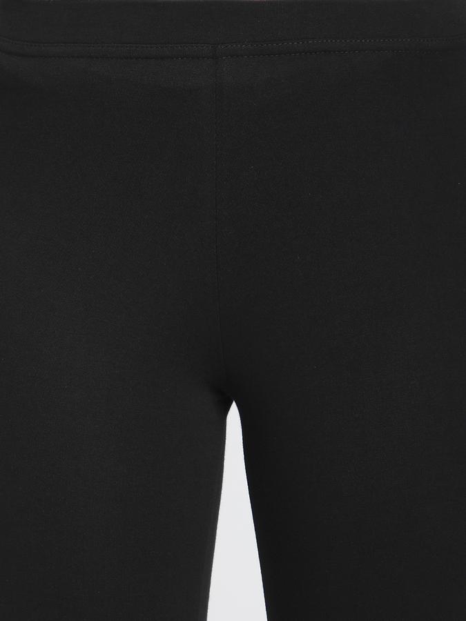 Women Cotton Lycra Elasticated Waist Full Length Solid Leggings