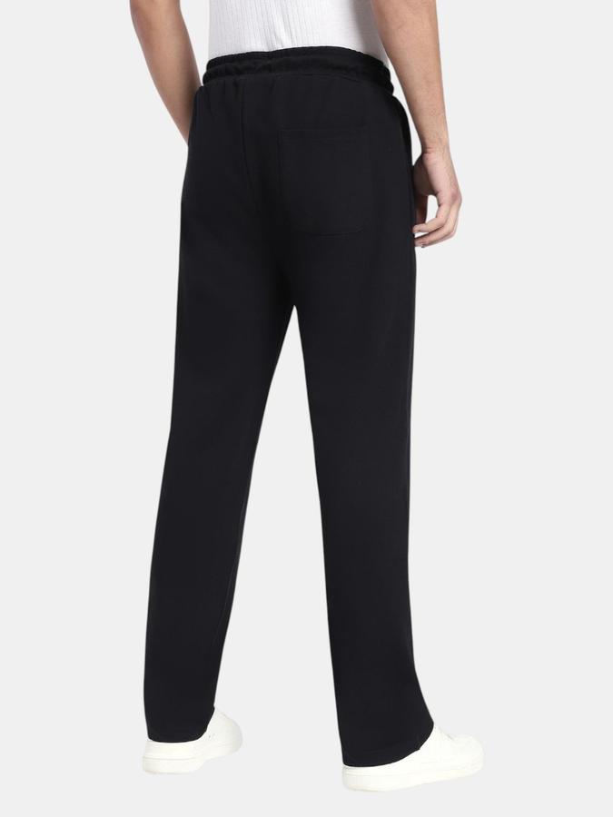 R&B Black Regular Fit Men Mid Rise Trouser