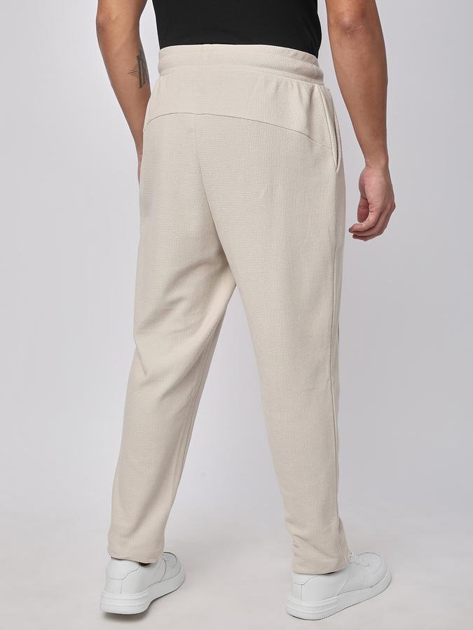 Men Cotton Blend Regular Fit Drawstring Waist Open Hem Trackpants