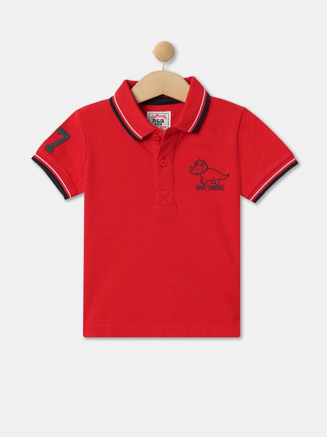 Boys Typographic Print Relaxed Fit Polo T-Shirt image number 0