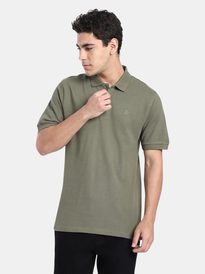 R&B Olive Solid Men Short Sleeve Polo T-shirt