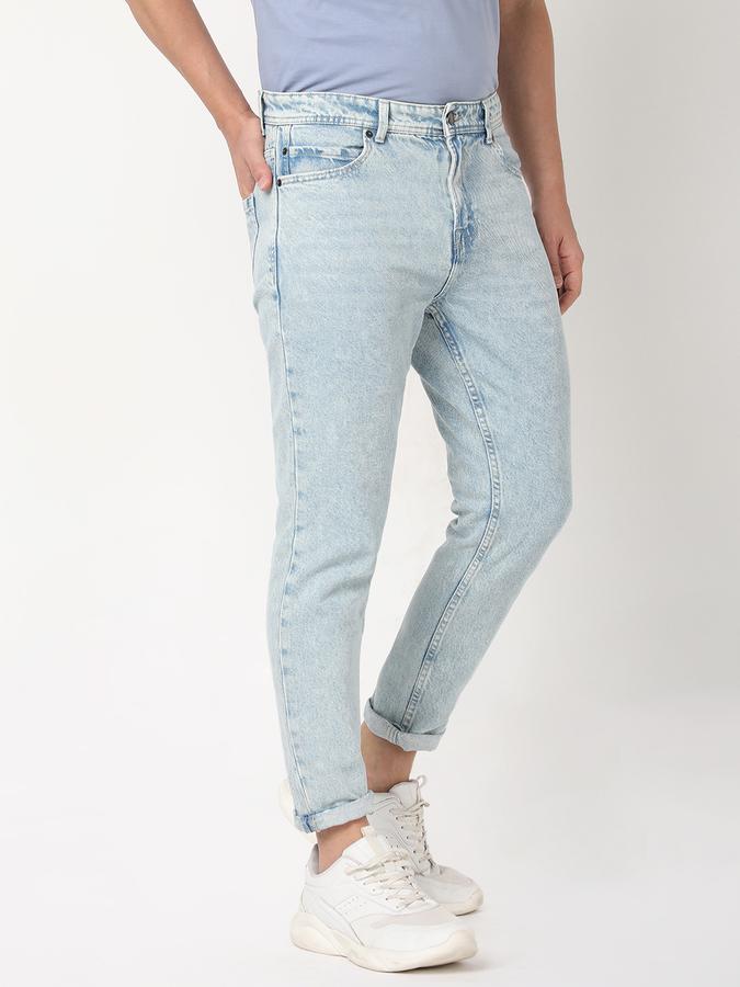 Men Cotton Slim Fit Mid Rise Washed Jeans