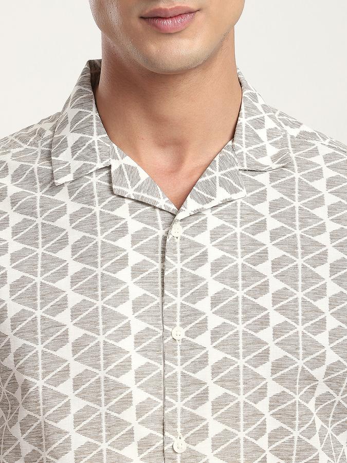 Men Cotton Relaxed Fit Camp Collar Graphic Shirt