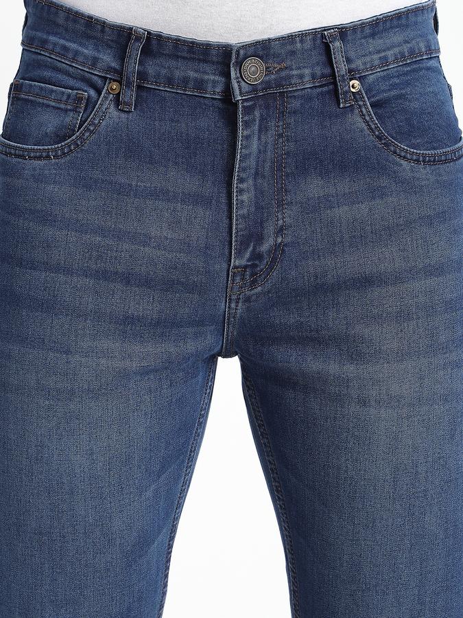 Men Cotton Blend Carrot Fit Five Pocket Washed Pants