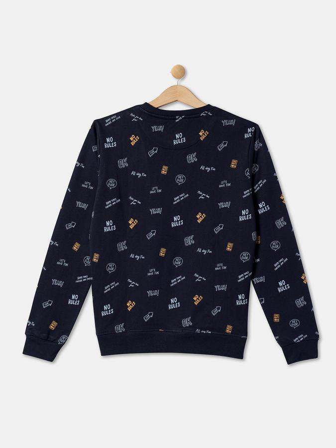 Boys Cotton Regular Fit Crew Neck Graphic Sweatshirt