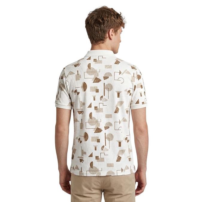 R&B Men White Cotton Printed Polo Collar T-Shirt