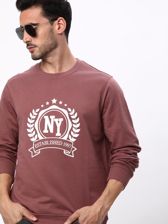Men Regular Fit Typographic Print Round-Neck Sweatshirt image number 0