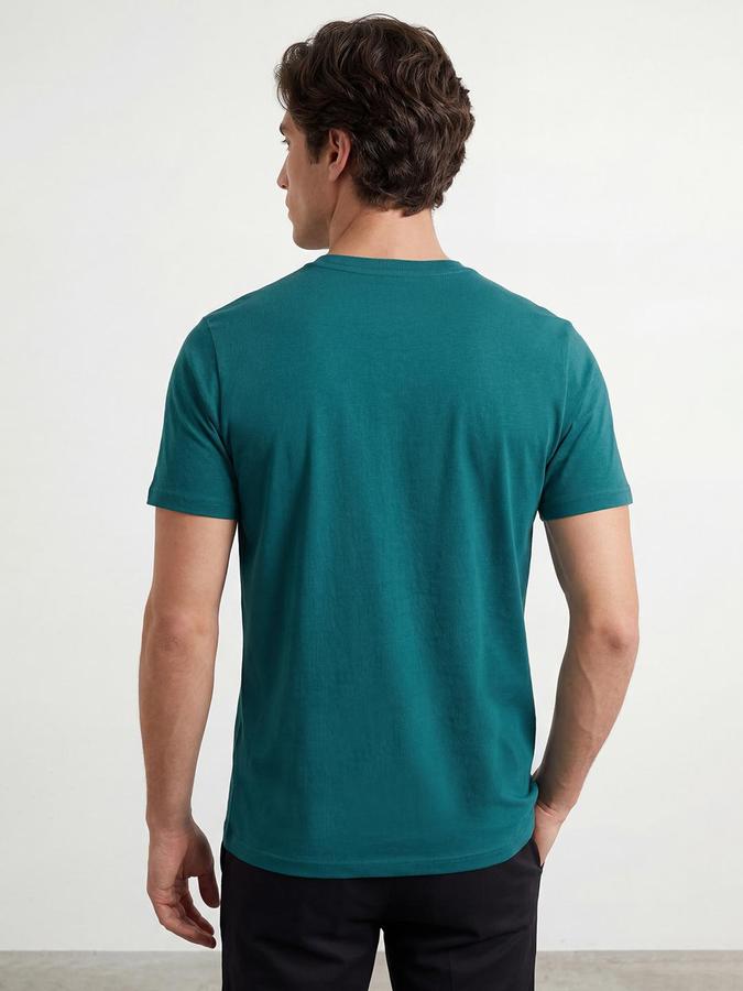 R&B Green Men Printed Short Sleeves Tshirt