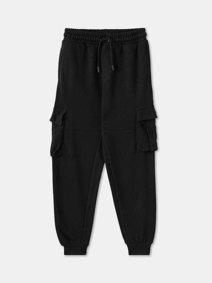 Boys Cotton Regular Fit Drawstring Waist Cuffed Hem Trousers