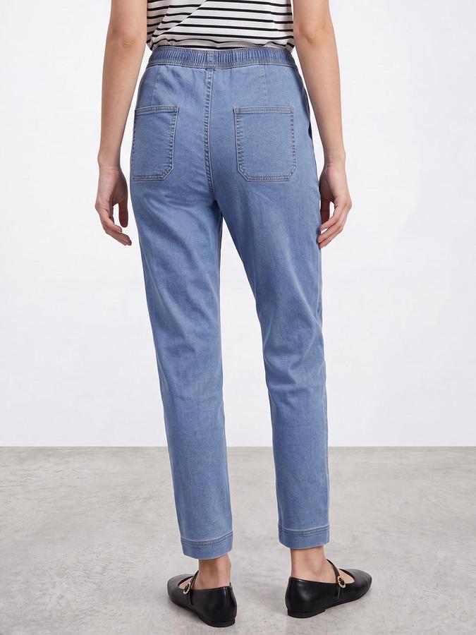R&B Women Light Blue Tapered Fit Jogger Waist Jeans
