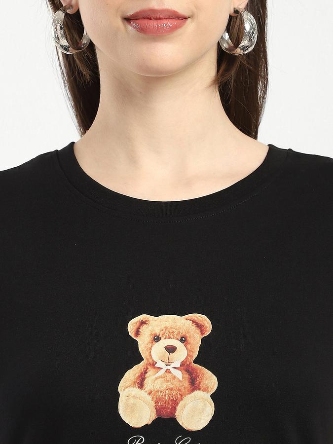 Women Cotton Regular Fit Crew Neck Graphic T-shirt