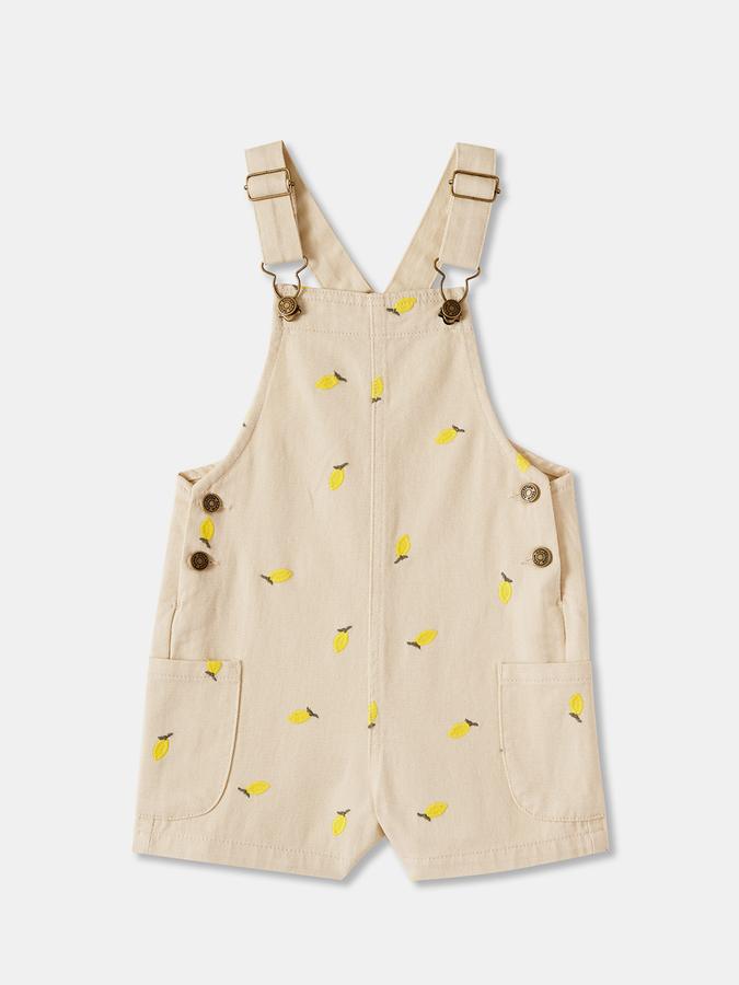 Girls Cotton Twill Regular Fit Adjustable Straps Straight Hem Dungaree