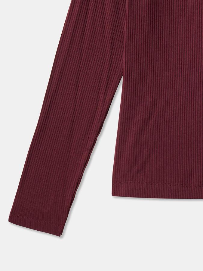 Girls Viscose Blend Regular Fit Mock Neck Solid T-Shirt